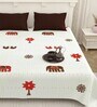 White Traditional print 144 TC Cotton King Size  Bedsheet With 2 Pillow Cover