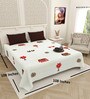 White Traditional print 144 TC Cotton King Size  Bedsheet With 2 Pillow Cover