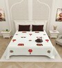 White Traditional print 144 TC Cotton King Size  Bedsheet With 2 Pillow Cover