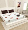 White Traditional print 144 TC Cotton King Size  Bedsheet With 2 Pillow Cover