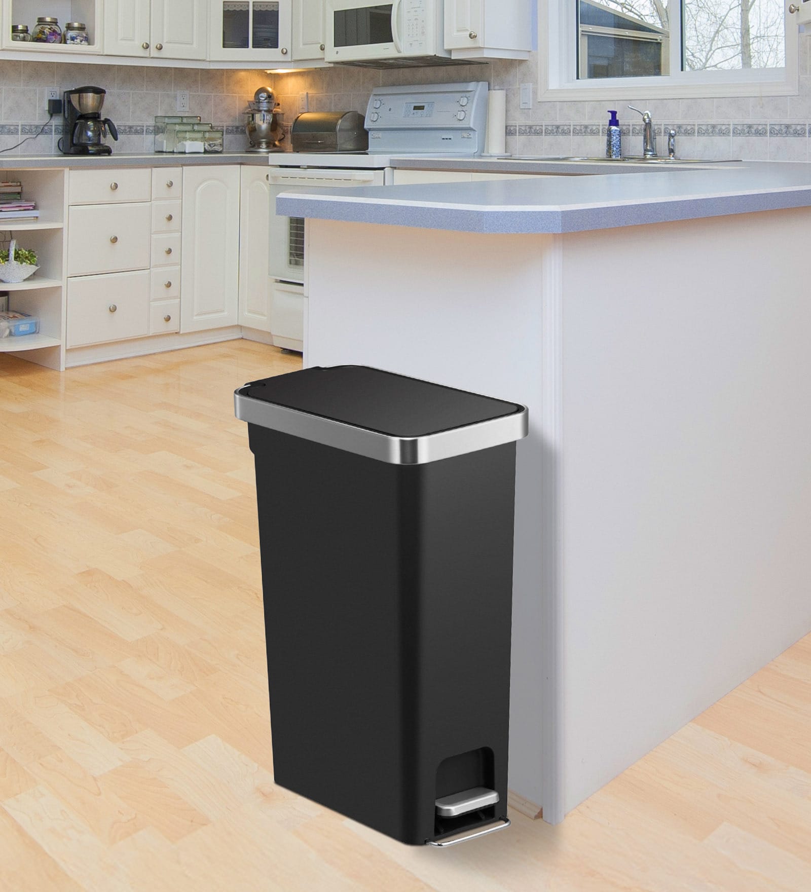 15+15 Litre Metallic Stainless Steel Dustbin