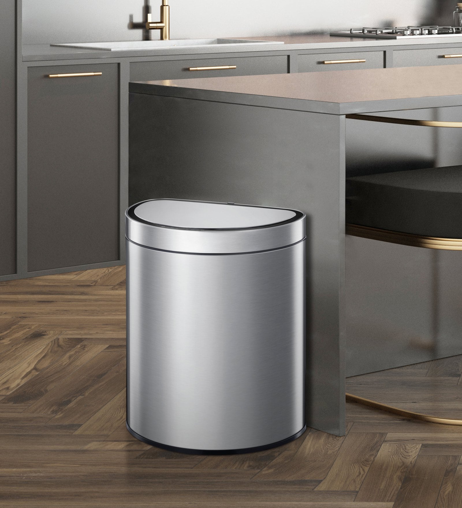 15 Litre Grey Plastic Dustbin