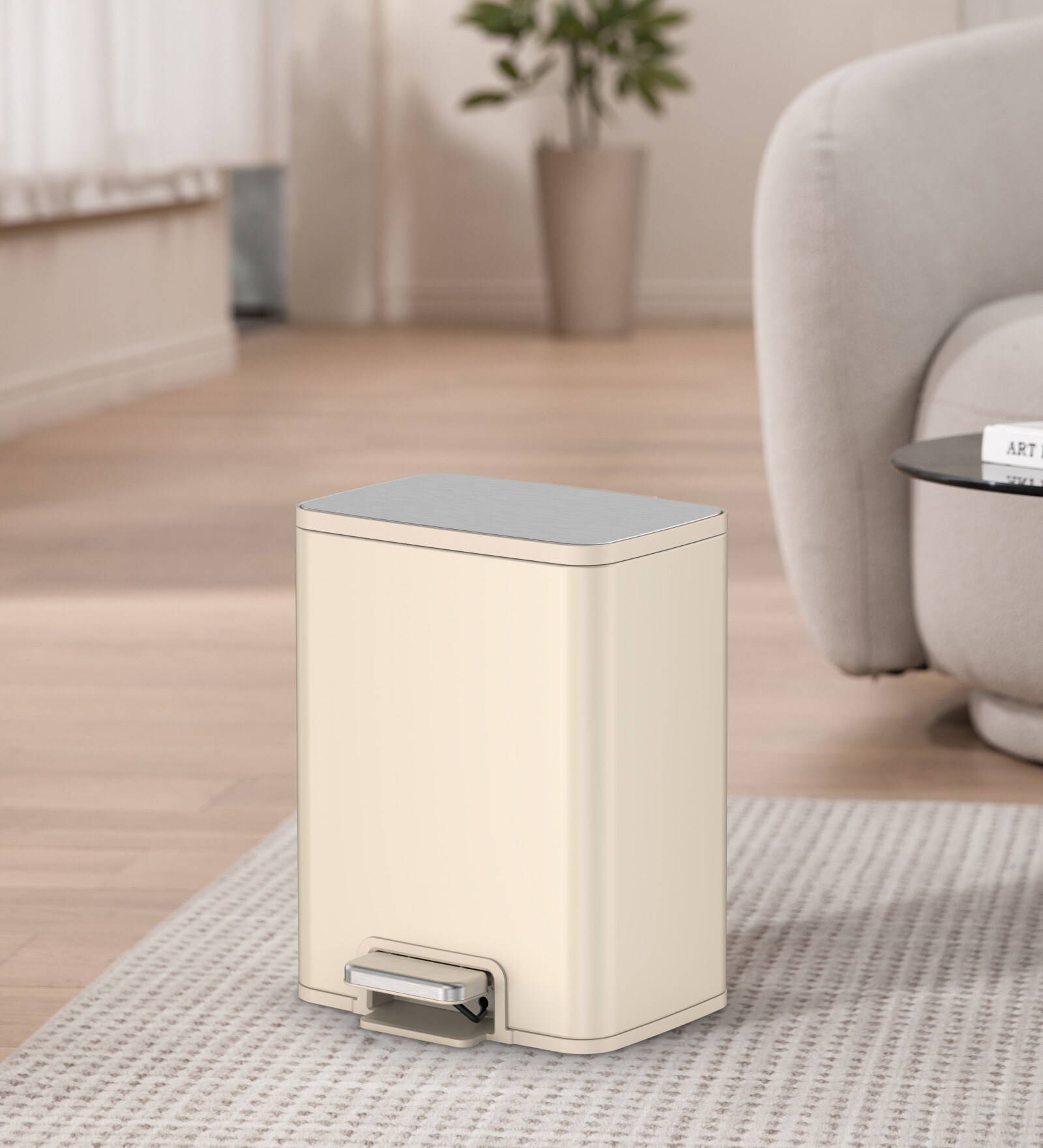 15 Litre White Stainless Steel Dustbin