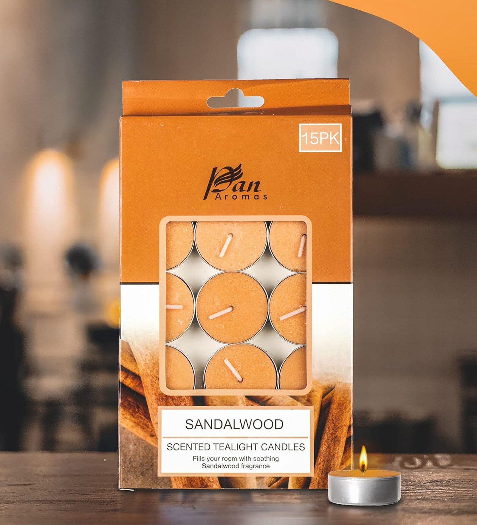 15 Pcs Sandalwood Scented Tealight Candles