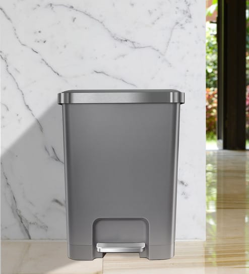 15 Litre Black Stainless Steel Dustbin