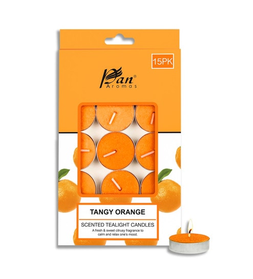 15-Pack Scented Tealight Candle - Tangy Orange