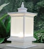 15-Inch Mini Transitional Gate Light | White Cuboid Lantern with Fluted Glass
