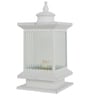 15-Inch Mini Transitional Gate Light | White Cuboid Lantern with Fluted Glass