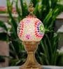 15-Inch Traditional Mosaic Gate Light | Star Pattern Multicolor Globe on Aluminium Pedestal
