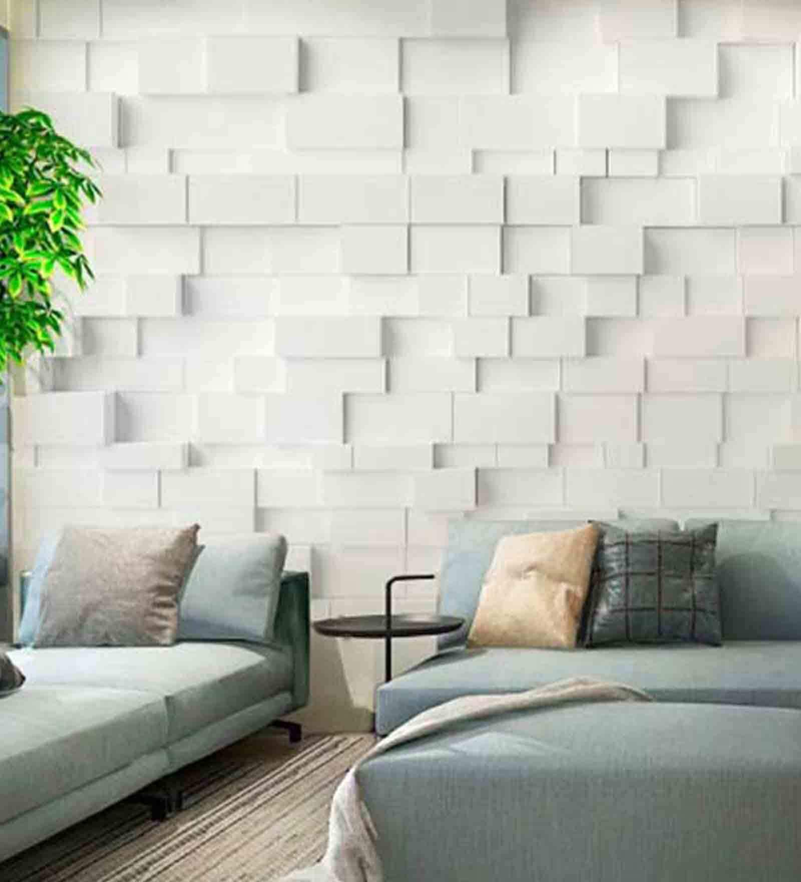 16 Feet White Blocks 180 Gsm Wallpaper Roll