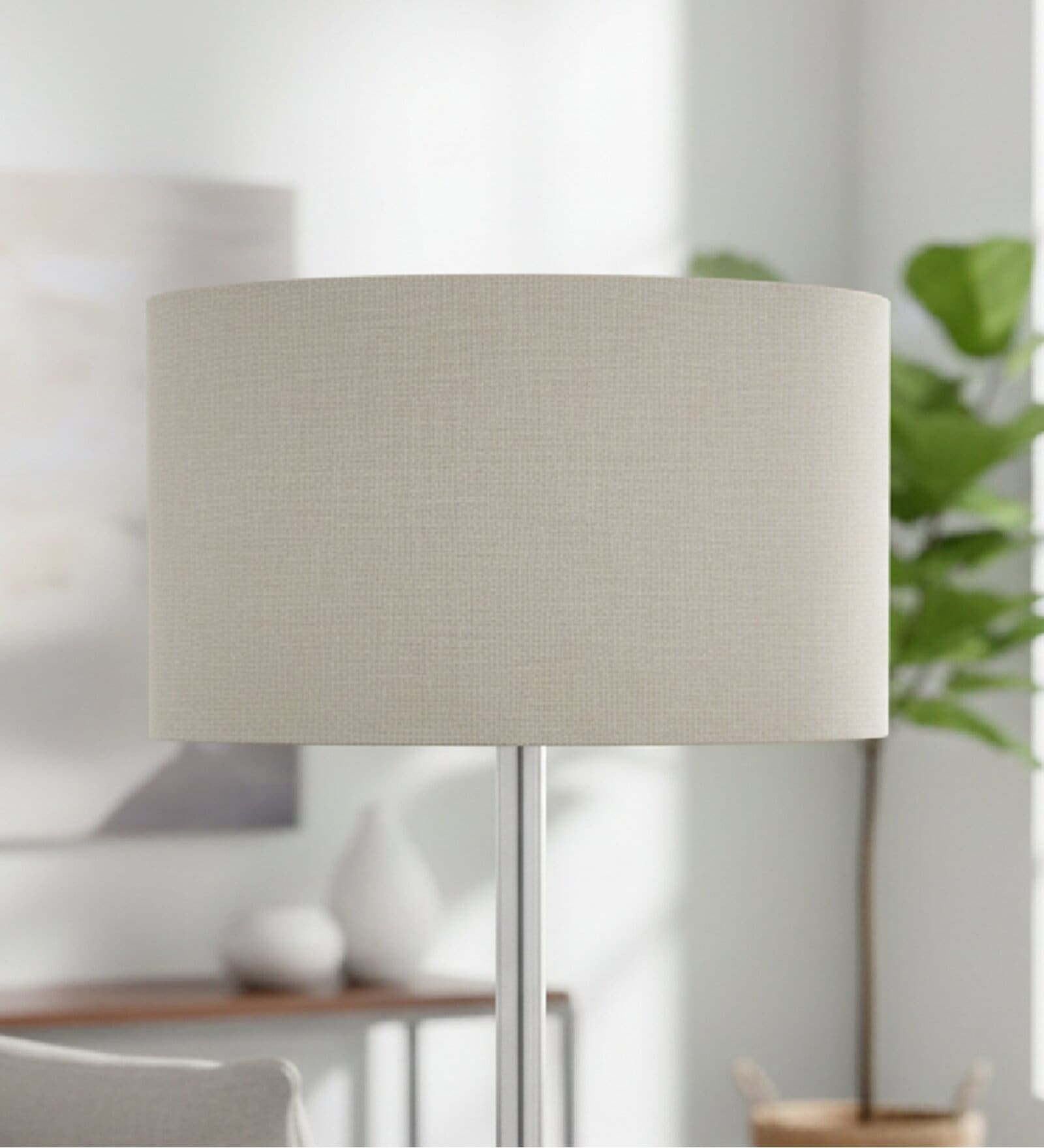 16-Inch Beige Fabric Drum Lampshade