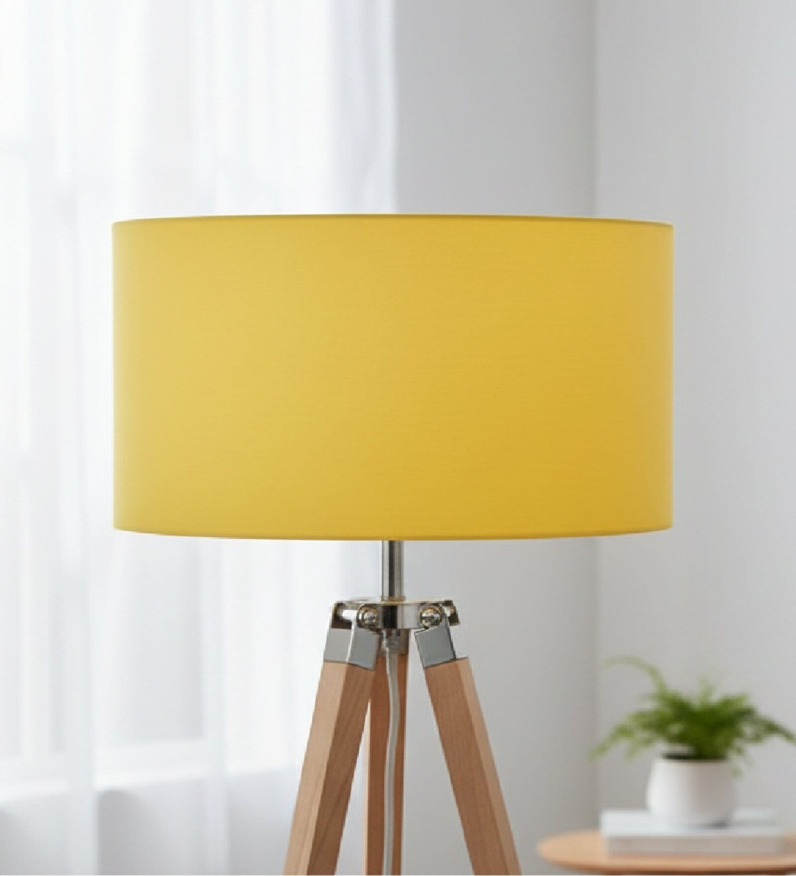 16-Inch Dark Yellow Fabric Drum Lampshade