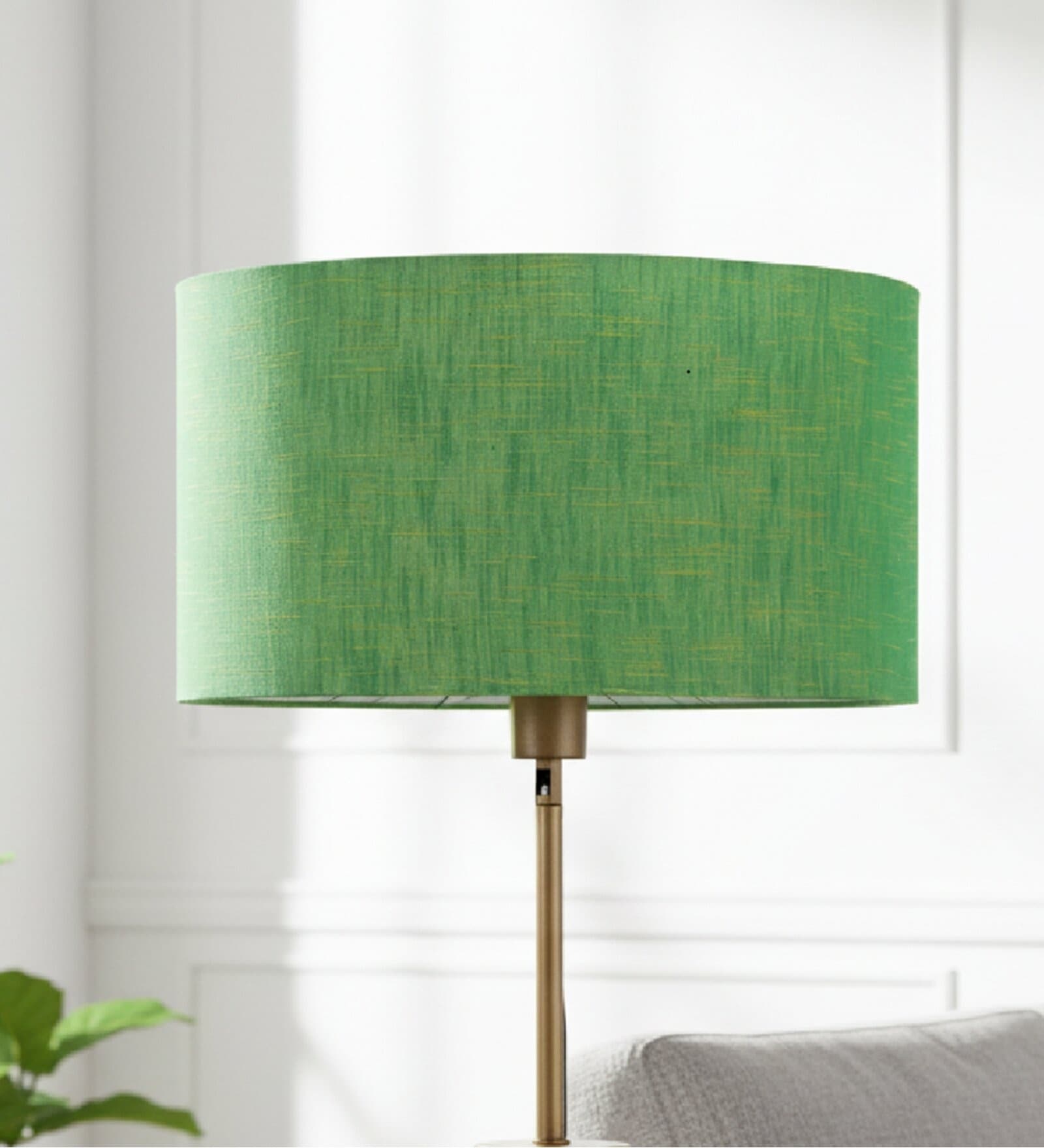 16-Inch Green Texture Fabric Drum Lampshade