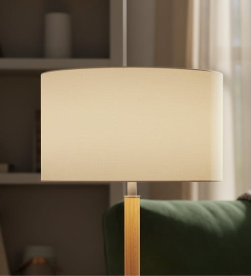 16-Inch Cream Fabric Drum Lampshade