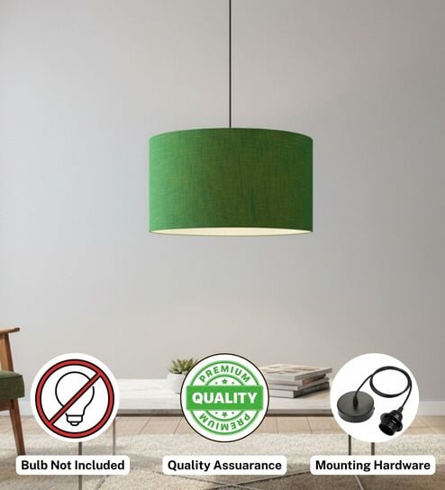 16-Inch Green Texture Fabric Drum Pendant Light, Modern Hanging Ceiling Lamp for Living Room, Bedroom, Dining Room & Home Decor, Black Canopy-image-40