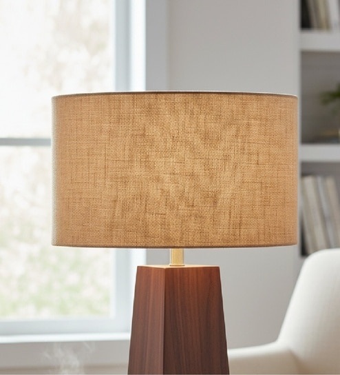 16-Inch Natural Jute Fabric Drum Lampshade