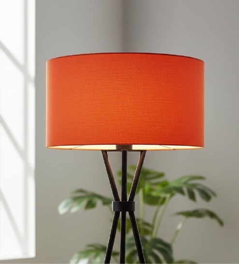 16-Inch Orange Fabric Drum Lampshade