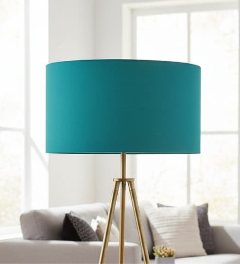 16-Inch Teal Fabric Drum Lampshade