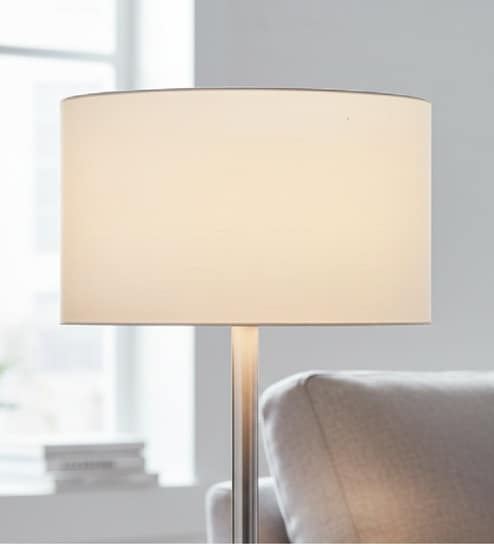 16-Inch White Fabric Drum Lampshade