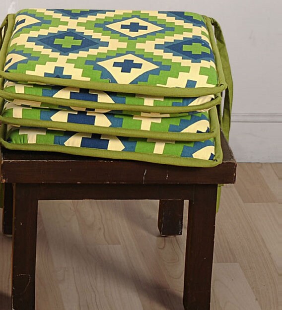 Buy Yellow Cotton 16X16 Inch Chair Pads (Set Of 2) By Swayam Online
