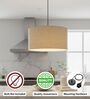 16-Inch Beige Fabric Drum Pendant Light, Modern Hanging Ceiling Lamp