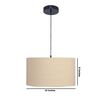 16-Inch Beige Fabric Drum Pendant Light, Modern Hanging Ceiling Lamp