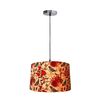 16-Inch Bird & Floral Printed Fabric Drum Pendant Light