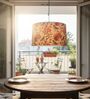 16-Inch Bird & Floral Printed Fabric Drum Pendant Light, Modern Hanging Ceiling Lamp