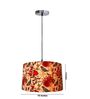 16-Inch Bird & Floral Printed Fabric Drum Pendant Light