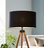 16-Inch Black Fabric Drum Lampshade
