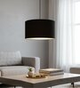 16-Inch Black Fabric Drum Pendant Light, Modern Hanging Ceiling Lamp