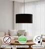 16-Inch Black Fabric Drum Pendant Light