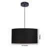 16-Inch Black Fabric Drum Pendant Light, Modern Hanging Ceiling Lamp