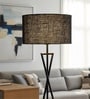 16-Inch Black Jute Fabric Drum Lampshade