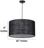 16-Inch Black Jute Fabric Drum Pendant Light, Modern Hanging Ceiling Lamp