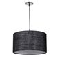 16-Inch Black Jute Fabric Drum Pendant Light