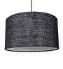 16-Inch Black Jute Fabric Drum Pendant Light, Modern Hanging Ceiling Lamp