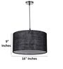 16-Inch Black Jute Fabric Drum Pendant Light