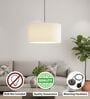 16-Inch Cream Fabric Drum Pendant Light, Modern Hanging Ceiling Lamp