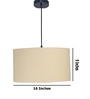 16-Inch Cream Fabric Drum Pendant Light, Modern Hanging Ceiling Lamp
