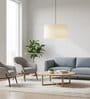 16-Inch Cream Fabric Drum Pendant Light, Modern Hanging Ceiling Lamp