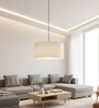 16-Inch Cream Fabric Drum Pendant Light