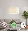 16-Inch Cream Fabric Drum Pendant Light