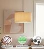 16-Inch Cream Texture Fabric Drum Pendant Light, Modern Hanging Ceiling Lamp