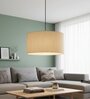 16-Inch Cream Texture Fabric Drum Pendant Light, Modern Hanging Ceiling Lamp