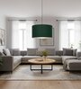 16-Inch Dark Green Fabric Drum Pendant Light
