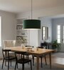 16-Inch Dark Green Fabric Drum Pendant Light, Modern Hanging Ceiling Lamp