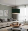 16-Inch Dark Green Fabric Drum Pendant Light, Modern Hanging Ceiling Lamp
