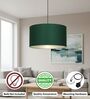 16-Inch Dark Green Fabric Drum Pendant Light
