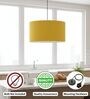 16-Inch Dark Yellow Fabric Drum Pendant Light, Modern Hanging Ceiling Lamp